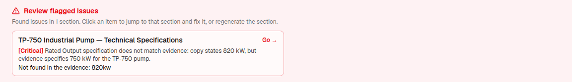 A review gate that blocks unsupported numbers